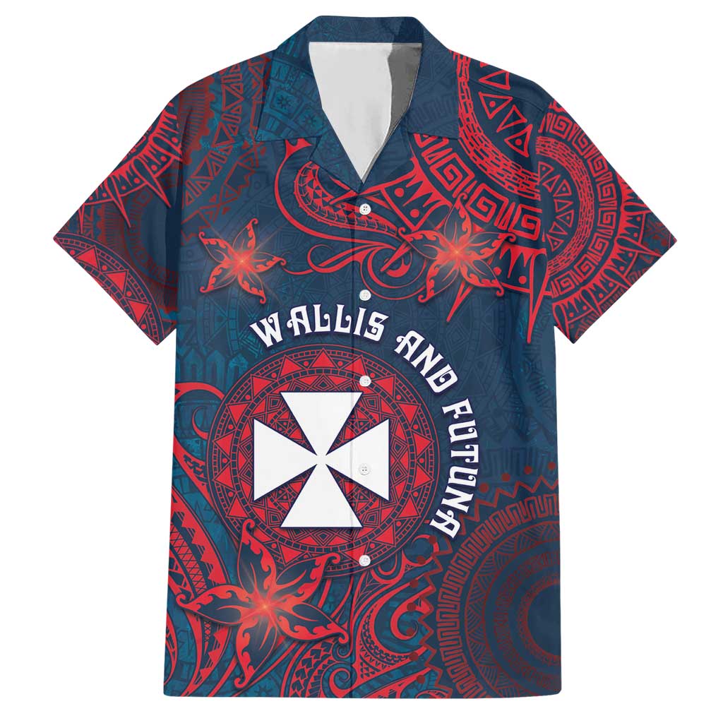 Personalised Wallis And Futuna Hawaiian Shirt Hibiscus Polynesian Tribal Pattern DT05 Navy - Polynesian Pride