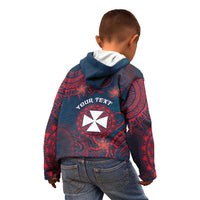 Personalised Wallis And Futuna Kid Hoodie Hibiscus Polynesian Tribal Pattern