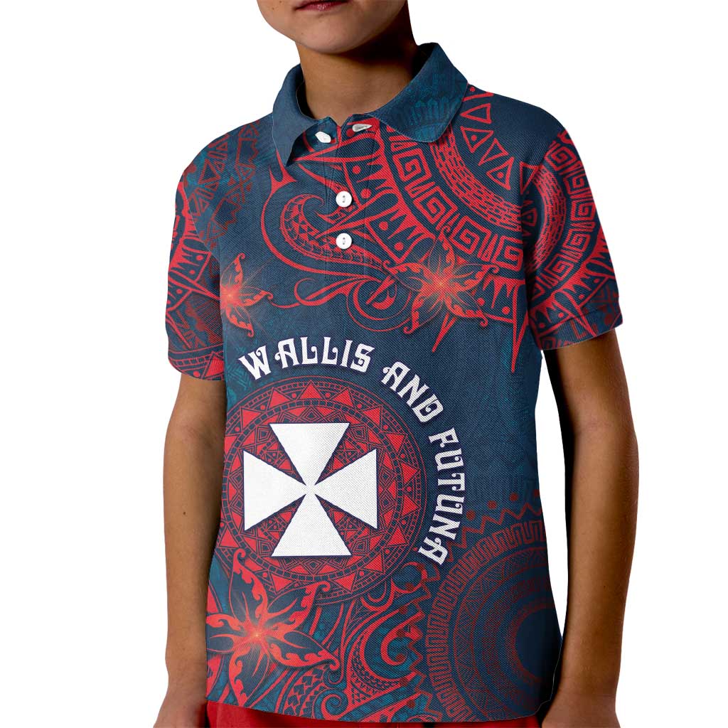 Personalised Wallis And Futuna Kid Polo Shirt Hibiscus Polynesian Tribal Pattern DT05 Kid Navy - Polynesian Pride
