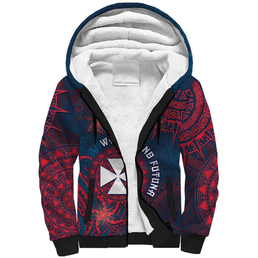 Personalised Wallis And Futuna Sherpa Hoodie Hibiscus Polynesian Tribal Pattern DT05 Unisex Navy - Polynesian Pride