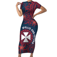 Personalised Wallis And Futuna Short Sleeve Bodycon Dress Hibiscus Polynesian Tribal Pattern
