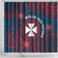 Wallis And Futuna Shower Curtain Hibiscus Polynesian Tribal Pattern