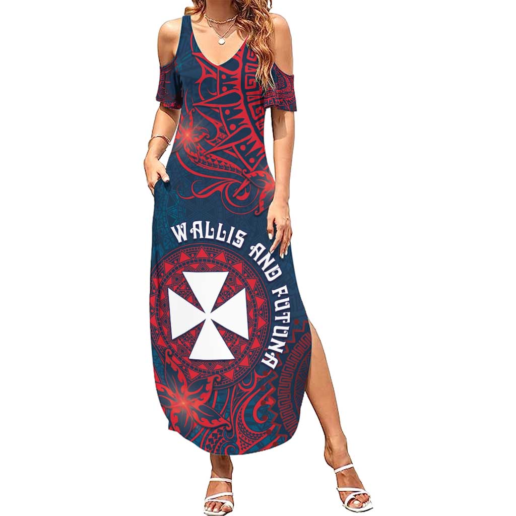 Personalised Wallis And Futuna Summer Maxi Dress Hibiscus Polynesian Tribal Pattern