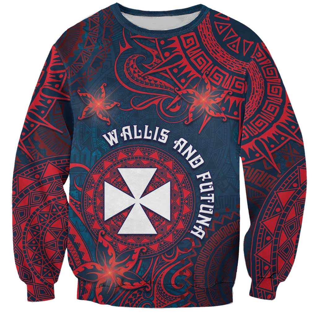 Personalised Wallis And Futuna Sweatshirt Hibiscus Polynesian Tribal Pattern DT05 Unisex Navy - Polynesian Pride