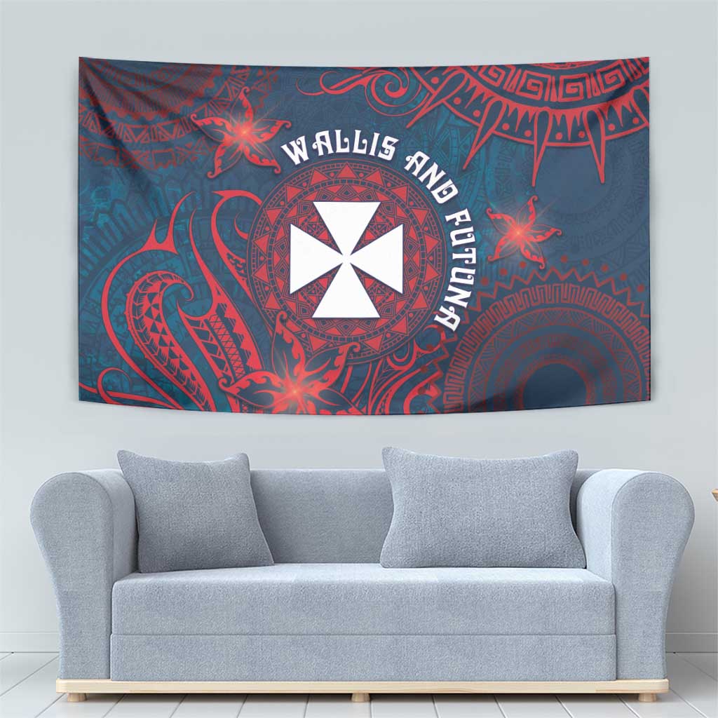 Wallis And Futuna Tapestry Hibiscus Polynesian Tribal Pattern