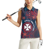 Personalised Wallis And Futuna Women Sleeveless Polo Shirt Hibiscus Polynesian Tribal Pattern