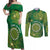 Personalised Cook Islands Couples Matching Off Shoulder Maxi Dress and Long Sleeve Button Shirt Hibiscus Polynesian Tribal Pattern