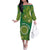 Personalised Cook Islands Family Matching Off The Shoulder Long Sleeve Dress and Hawaiian Shirt Hibiscus Polynesian Tribal Pattern