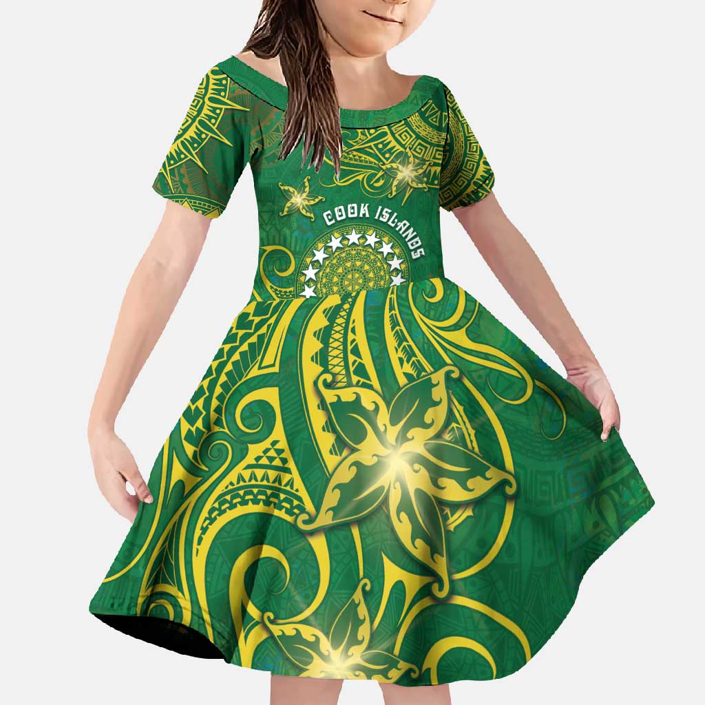 Personalised Cook Islands Family Matching Off Shoulder Maxi Dress and Hawaiian Shirt Hibiscus Polynesian Tribal Pattern