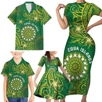 Personalised Cook Islands Family Matching Short Sleeve Bodycon Dress and Hawaiian Shirt Hibiscus Polynesian Tribal Pattern
