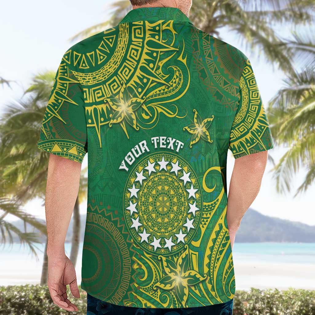 Personalised Cook Islands Hawaiian Shirt Hibiscus Polynesian Tribal Pattern
