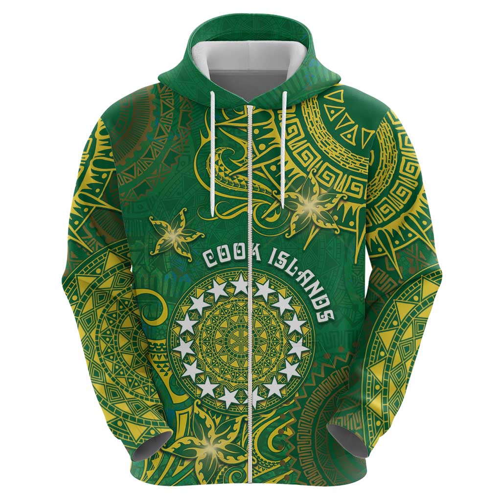 Personalised Cook Islands Hoodie Hibiscus Polynesian Tribal Pattern