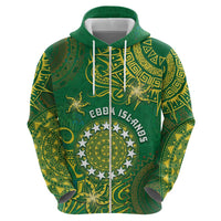 Personalised Cook Islands Hoodie Hibiscus Polynesian Tribal Pattern