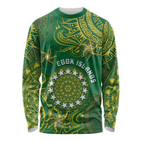 Personalised Cook Islands Long Sleeve Shirt Hibiscus Polynesian Tribal Pattern