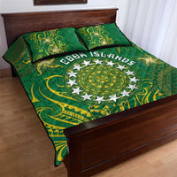 Cook Islands Quilt Bed Set Hibiscus Polynesian Tribal Pattern