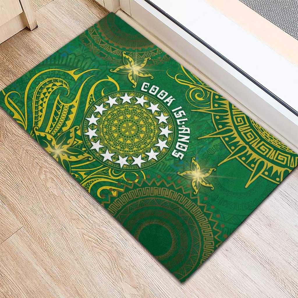 Cook Islands Rubber Doormat Hibiscus Polynesian Tribal Pattern