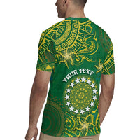 Personalised Cook Islands Rugby Jersey Hibiscus Polynesian Tribal Pattern