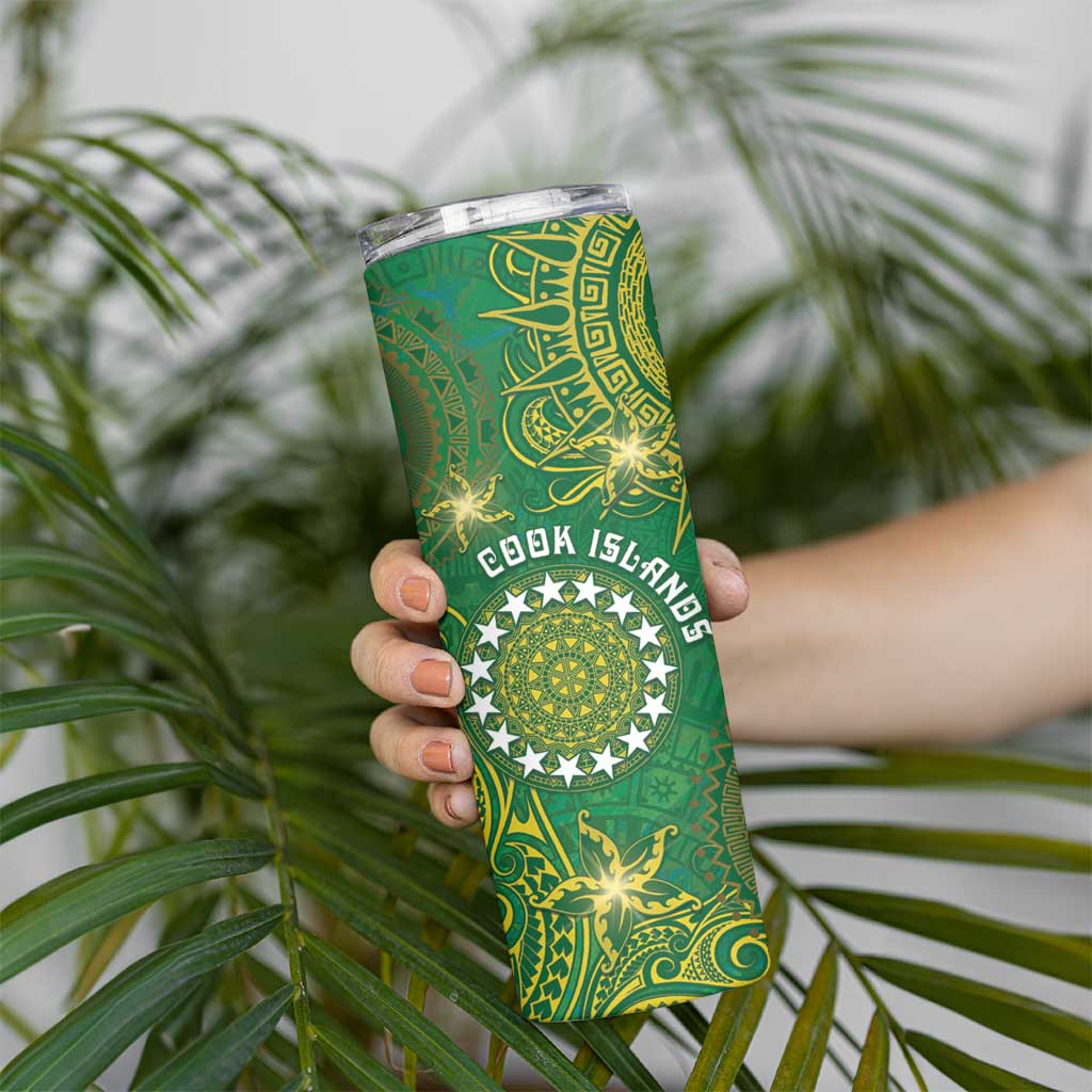 Personalised Cook Islands Skinny Tumbler Hibiscus Polynesian Tribal Pattern