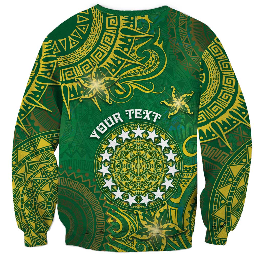 Personalised Cook Islands Sweatshirt Hibiscus Polynesian Tribal Pattern