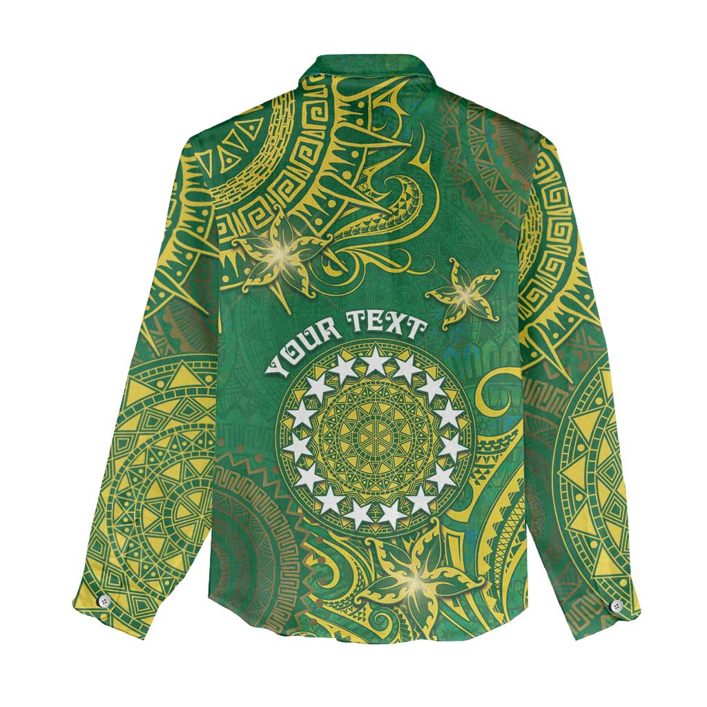 Personalised Cook Islands Women Casual Shirt Hibiscus Polynesian Tribal Pattern