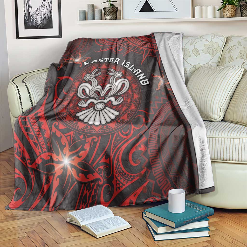 Easter Island Blanket Hibiscus Polynesian Tribal Pattern DT05 Black - Polynesian Pride