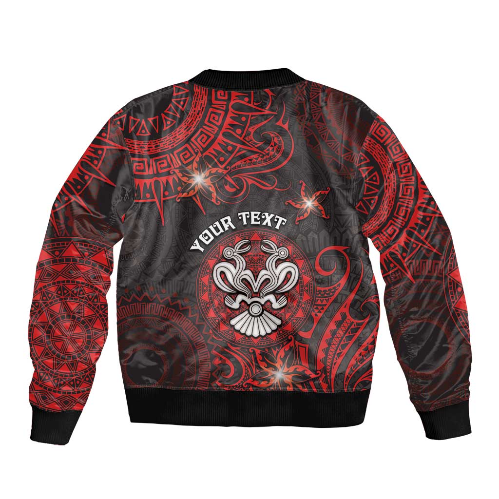Personalised Easter Island Bomber Jacket Hibiscus Polynesian Tribal Pattern DT05 - Polynesian Pride