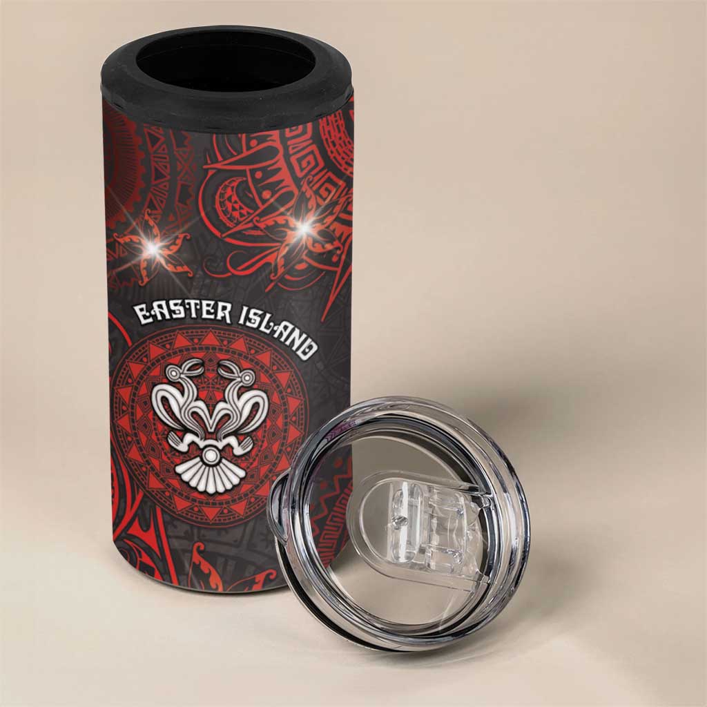 Personalised Easter Island 4 in 1 Can Cooler Tumbler Hibiscus Polynesian Tribal Pattern