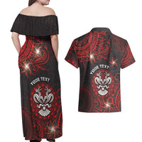 Personalised Easter Island Couples Matching Off Shoulder Maxi Dress and Hawaiian Shirt Hibiscus Polynesian Tribal Pattern DT05 - Polynesian Pride