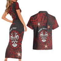 Personalised Easter Island Couples Matching Short Sleeve Bodycon Dress and Hawaiian Shirt Hibiscus Polynesian Tribal Pattern DT05 - Polynesian Pride