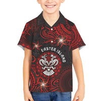 Personalised Easter Island Family Matching Long Sleeve Bodycon Dress and Hawaiian Shirt Hibiscus Polynesian Tribal Pattern DT05 Son's Shirt Black - Polynesian Pride