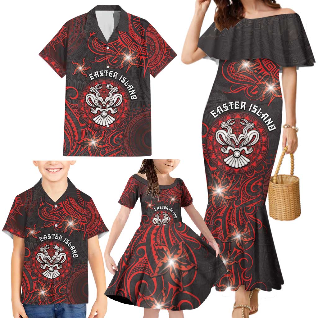 Personalised Easter Island Family Matching Mermaid Dress and Hawaiian Shirt Hibiscus Polynesian Tribal Pattern