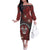 Personalised Easter Island Family Matching Off The Shoulder Long Sleeve Dress and Hawaiian Shirt Hibiscus Polynesian Tribal Pattern