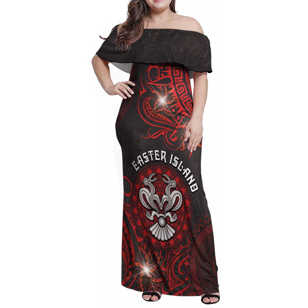 Personalised Easter Island Family Matching Off Shoulder Maxi Dress and Hawaiian Shirt Hibiscus Polynesian Tribal Pattern