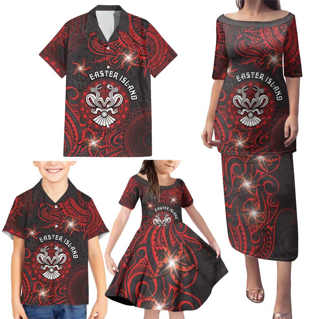 Personalised Easter Island Family Matching Puletasi and Hawaiian Shirt Hibiscus Polynesian Tribal Pattern