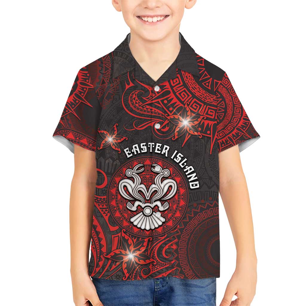 Personalised Easter Island Family Matching Puletasi and Hawaiian Shirt Hibiscus Polynesian Tribal Pattern DT05 Son's Shirt Black - Polynesian Pride