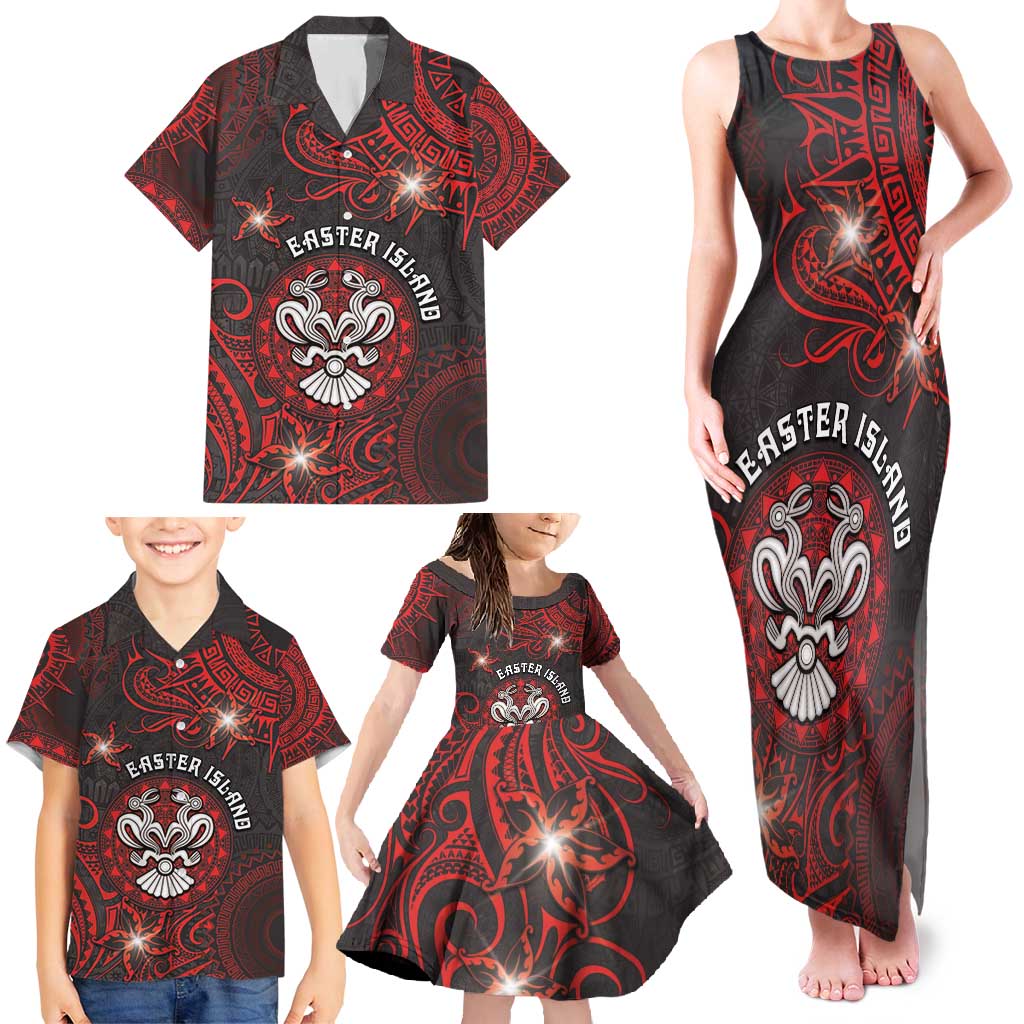 Personalised Easter Island Family Matching Tank Maxi Dress and Hawaiian Shirt Hibiscus Polynesian Tribal Pattern