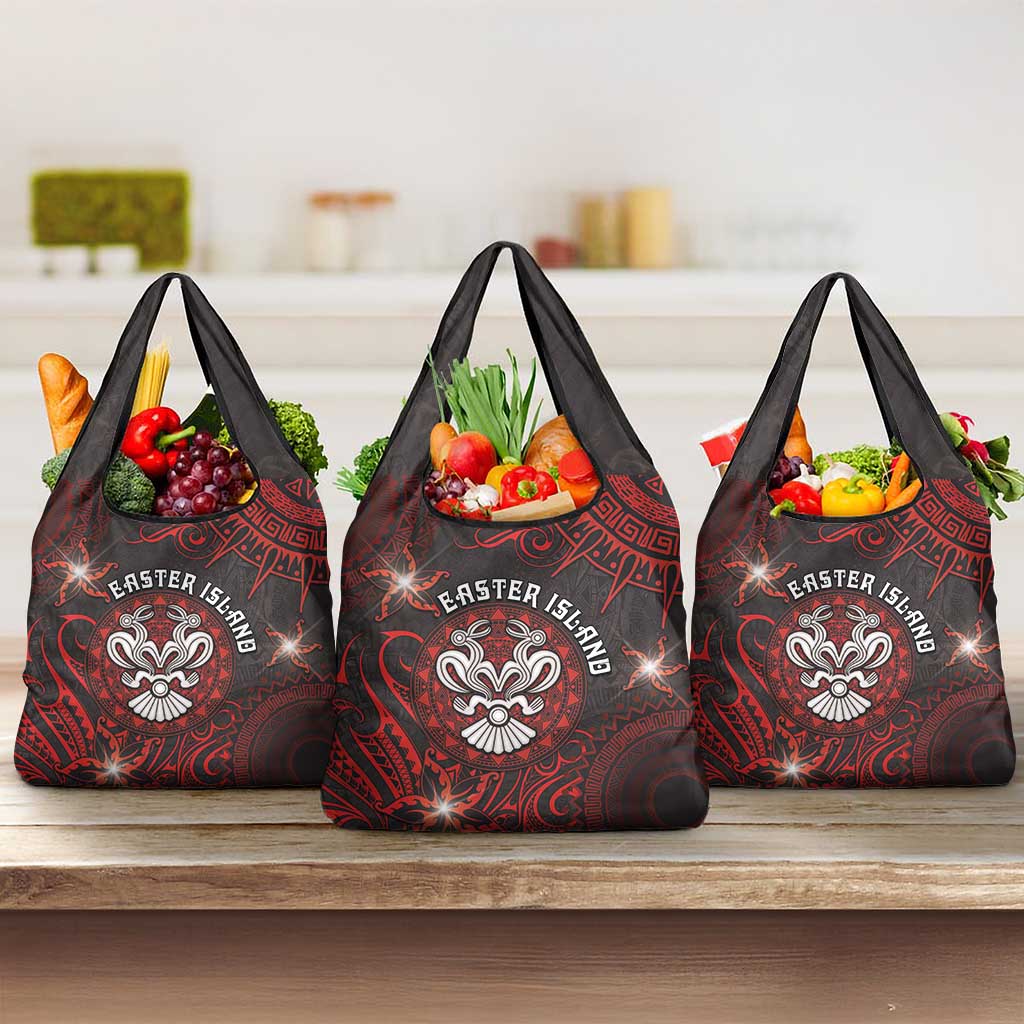 Easter Island Grocery Bag Hibiscus Polynesian Tribal Pattern