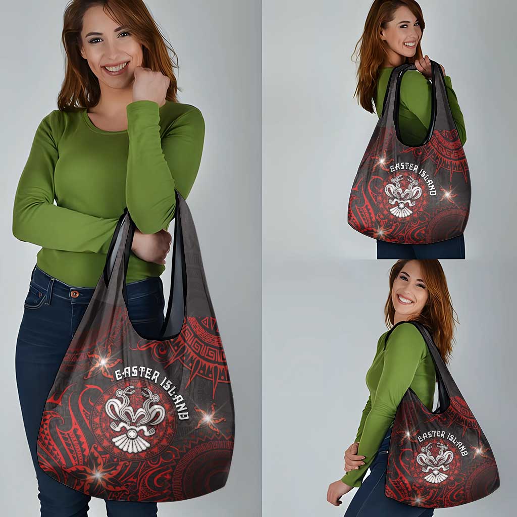 Easter Island Grocery Bag Hibiscus Polynesian Tribal Pattern