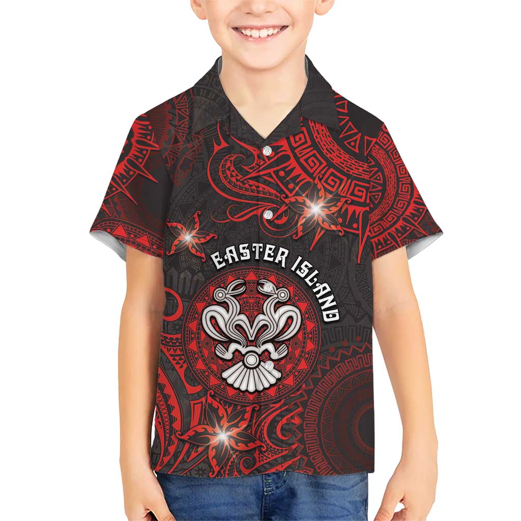 Personalised Easter Island Kid Hawaiian Shirt Hibiscus Polynesian Tribal Pattern DT05 Kid Black - Polynesian Pride