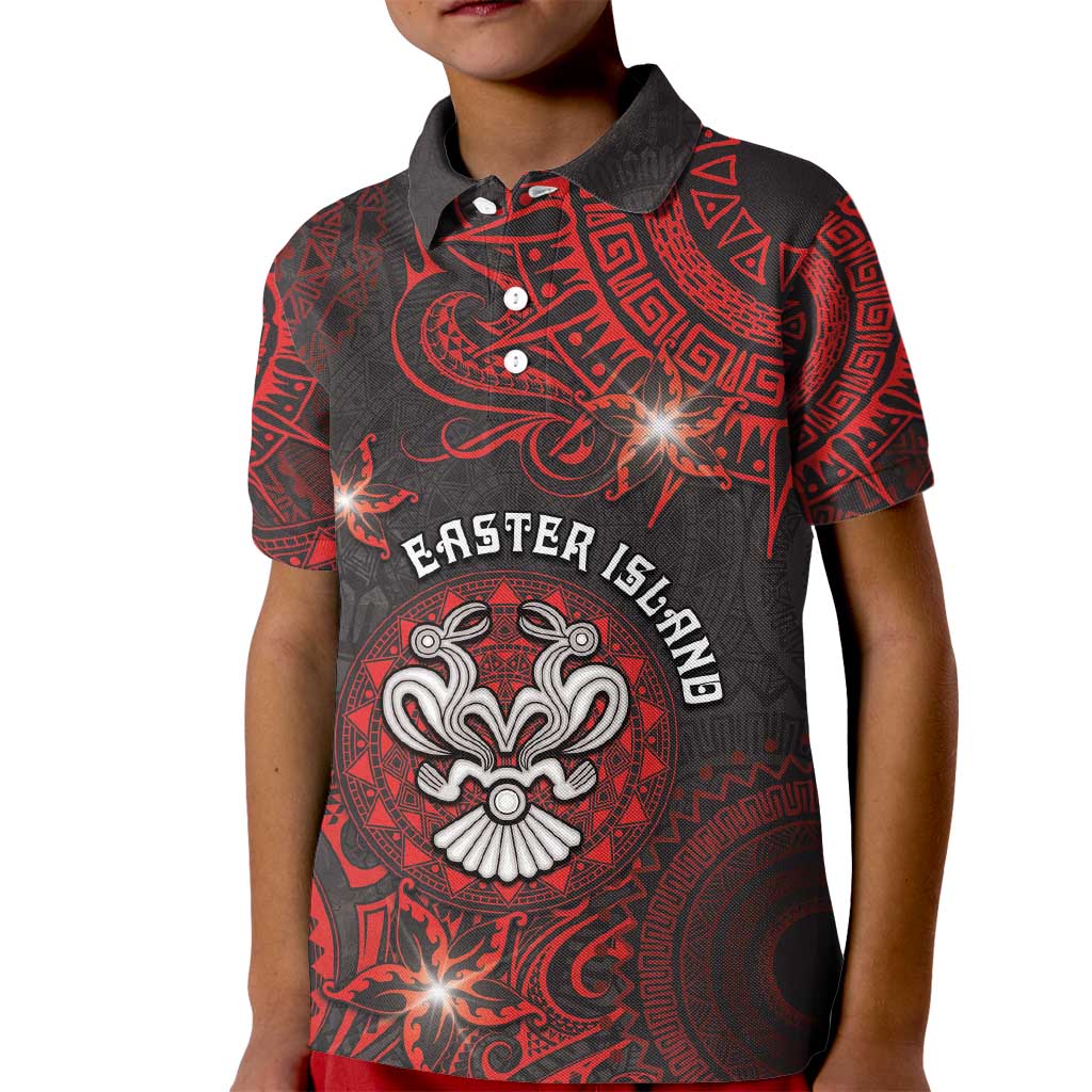 Personalised Easter Island Kid Polo Shirt Hibiscus Polynesian Tribal Pattern DT05 Kid Black - Polynesian Pride