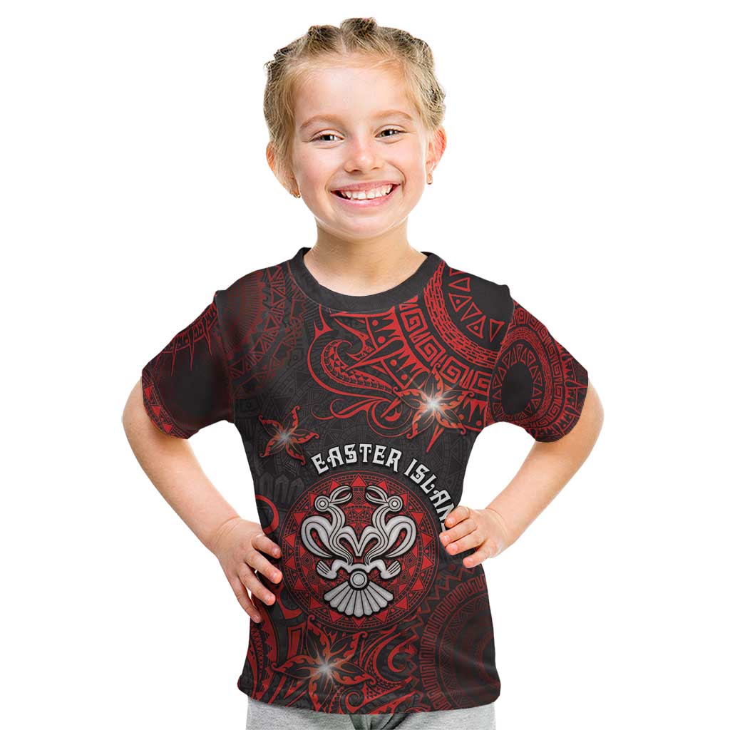 Personalised Easter Island Kid T Shirt Hibiscus Polynesian Tribal Pattern DT05 Black - Polynesian Pride