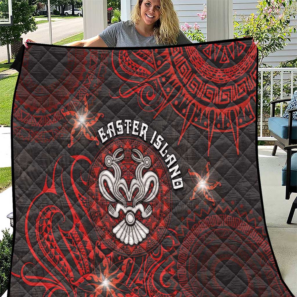Easter Island Quilt Hibiscus Polynesian Tribal Pattern DT05 Black - Polynesian Pride