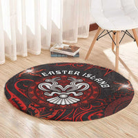 Easter Island Round Carpet Hibiscus Polynesian Tribal Pattern