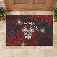 Easter Island Rubber Doormat Hibiscus Polynesian Tribal Pattern DT05 Black - Polynesian Pride