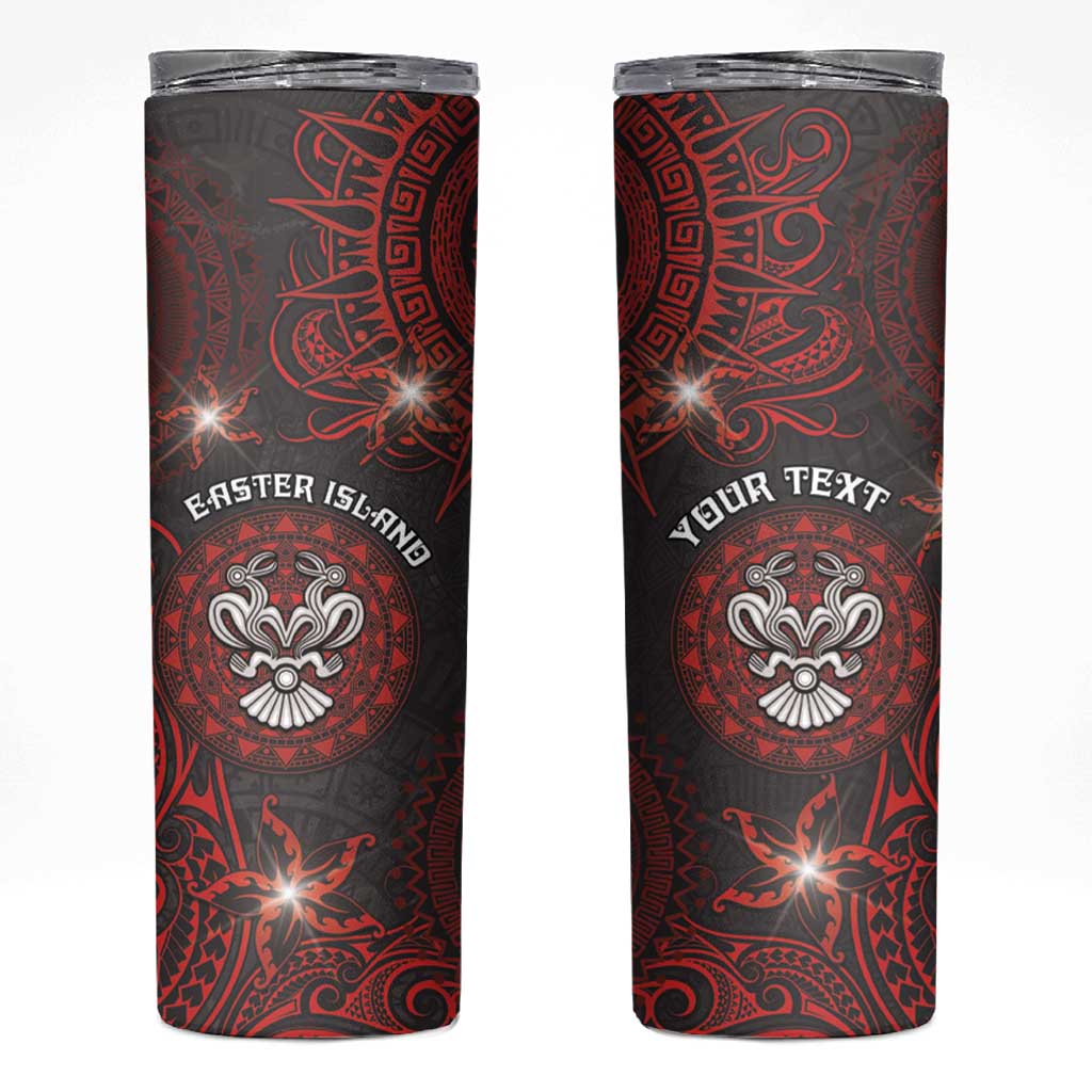 Personalised Easter Island Skinny Tumbler Hibiscus Polynesian Tribal Pattern DT05 Black - Polynesian Pride