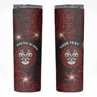 Personalised Easter Island Skinny Tumbler Hibiscus Polynesian Tribal Pattern DT05 Black - Polynesian Pride