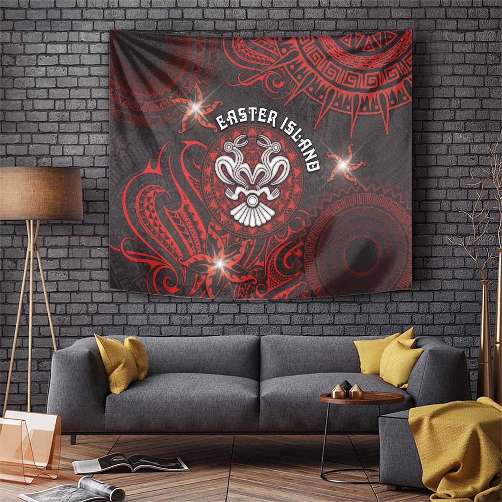 Easter Island Tapestry Hibiscus Polynesian Tribal Pattern DT05 Black - Polynesian Pride