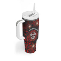 Personalised Easter Island Tumbler With Handle Hibiscus Polynesian Tribal Pattern