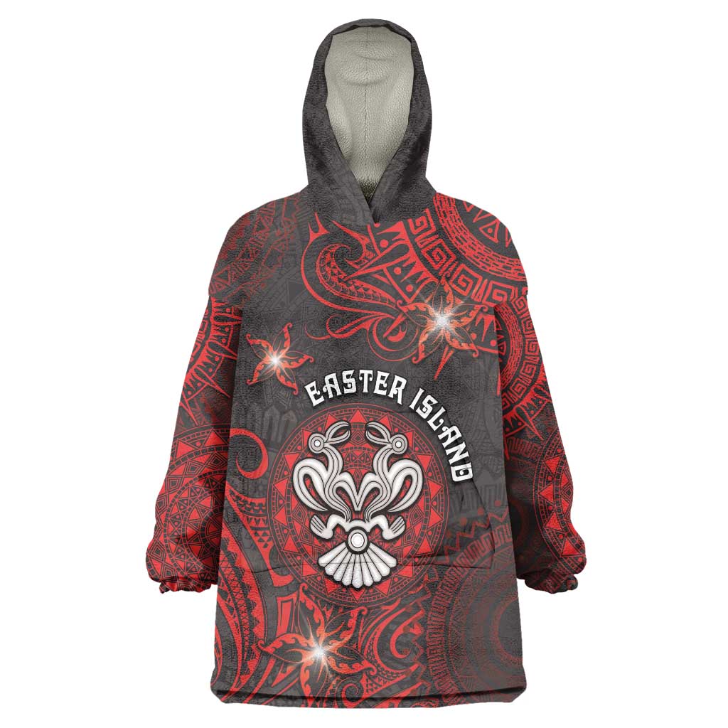 Personalised Easter Island Wearable Blanket Hoodie Hibiscus Polynesian Tribal Pattern DT05 One Size Black - Polynesian Pride
