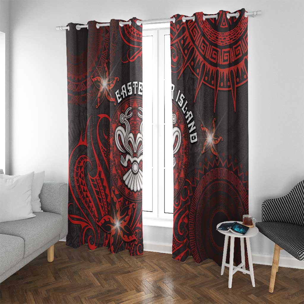 Easter Island Window Curtain Hibiscus Polynesian Tribal Pattern